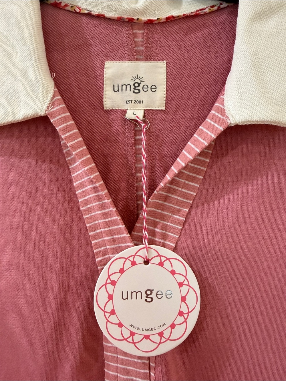 Umgee Rose Pink Midi Polo Dress with Cream Collar - Picture 3 of 3
